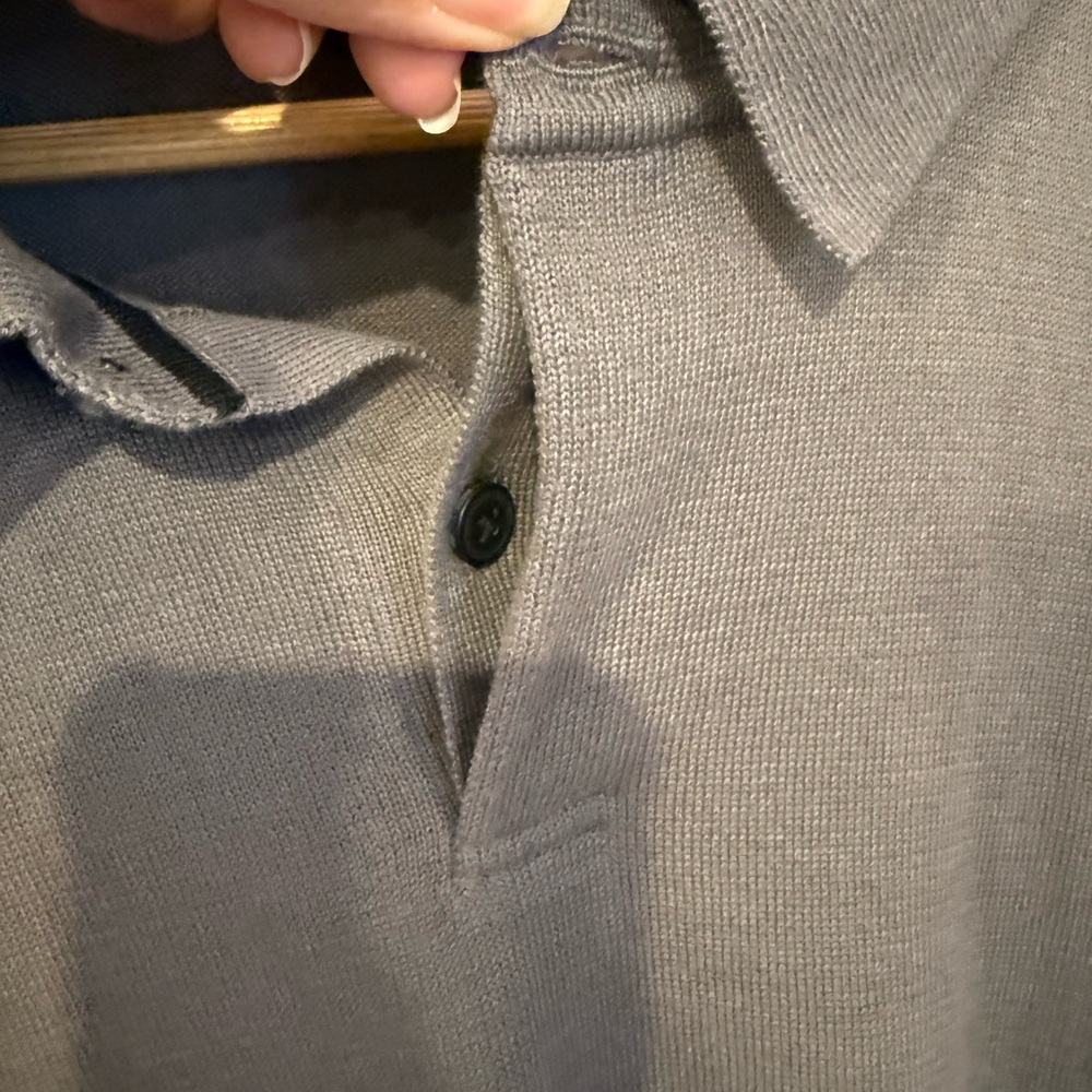 Rhone Smoke Compass Knit Long Sleeve Polo - Picture 2 of 7